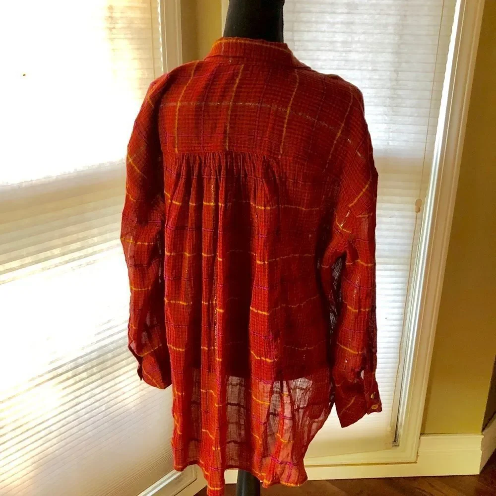 Free People checkered Blouse NWT